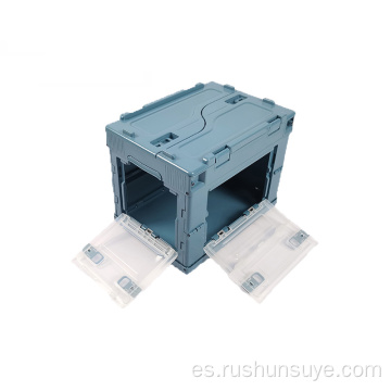 Caja plegable azul transparente de 20L con abertura lateral